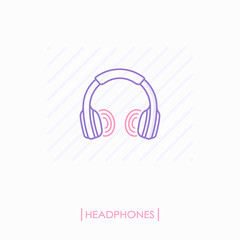Headphones outline icon isolated
