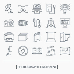 Collection of photography equipment icons