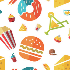 Seamless Pattern Texture Repeatable of Snack Food Drink