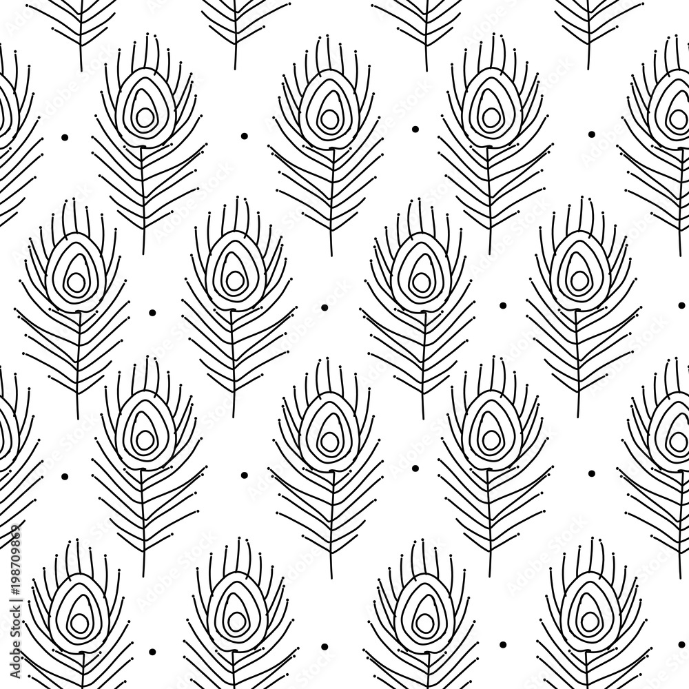 Aufkleber Peacock feathers, seamless pattern for your design