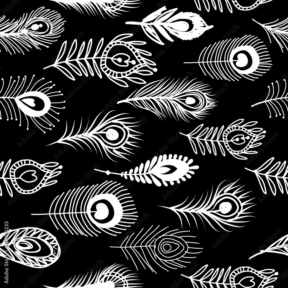 Aufkleber peacock feathers, seamless pattern for your design