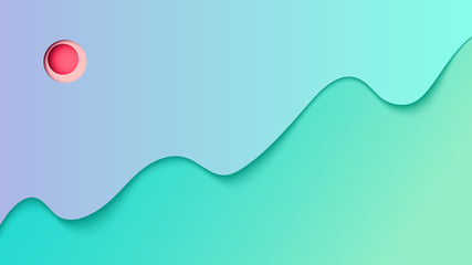 Abstract landscape with mountain and sky paper cut background template.Vector illustration.