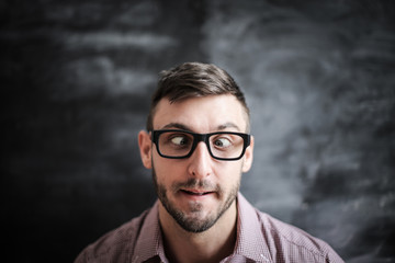 Obraz premium Nerd cross-eyed student