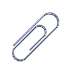 Bright glossy realistic paper clip with shadow on white