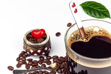 Cup of espresso on white background. Cup of coffee americano. Hot drink for health.