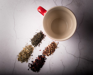 Tea leaves and cup