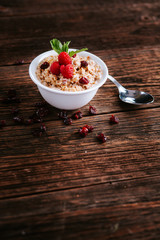 Oatmeal with cranberries and raspberries