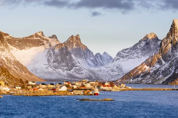 Foto auf Acrylglas Reinefjorden beautiful arctic village Reine in Norway at winter/ Reine/ Moskones/ Lofoten/ Norway/ Europe