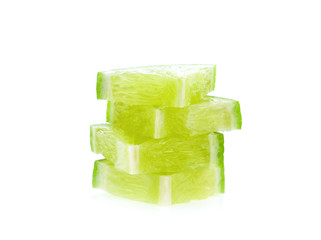 Piece lemon on white background