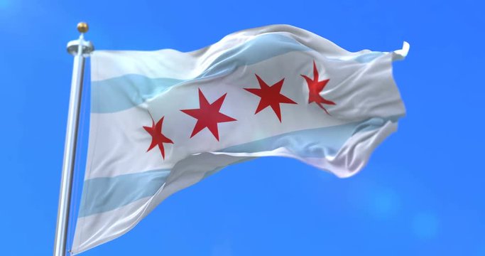 Flag of Chicago city, city of United States of America - loop