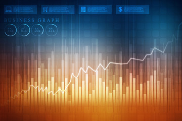 2d rendering Stock market online business concept. business Graph
