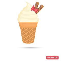 Wafer glass of vanilla ice cream color flat icon