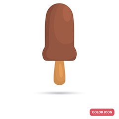 Chocolate ice cream on stick color flat icon