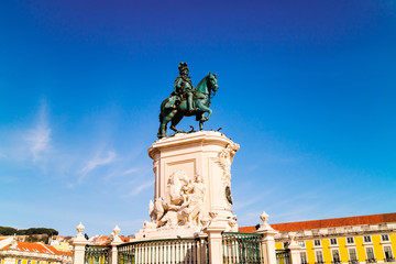 The equestrian bronze statue of Joseph I of Portugal was designed by Machado de Castro in 1775.