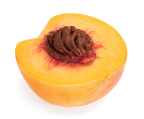Peach slice isolated on white background