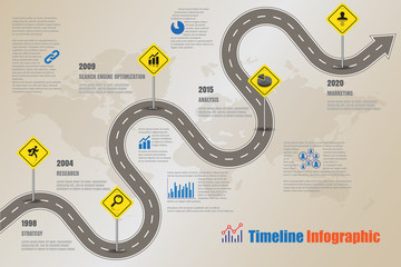 Business road signs map timeline infographic designed for abstract background template milestone element modern diagram process technology digital marketing data presentation chart Vector illustration