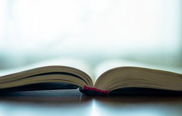 Close up of opened book's pages, education