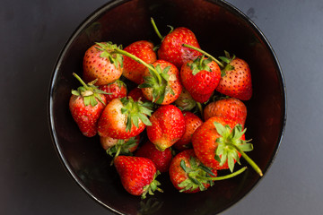 Strawberry fresh vitamin fruit in bowl top view