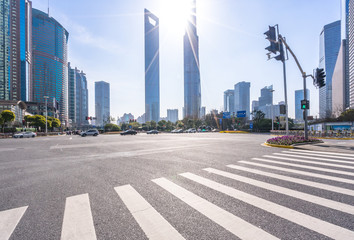 empty road with modren building