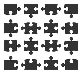 Set icon jigsaw puzzle part design elements silhouette