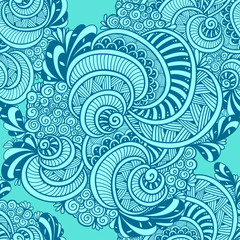 Abstract Zen tangle Zen doodle marine seamless pattern from shells blue for decoration clothes package   or for print and others