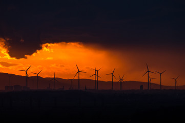 Fototapeta na wymiar Wind Farm of Wind Turbines