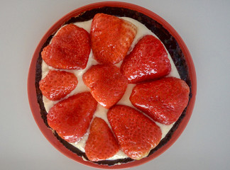Strawberry cake closeup