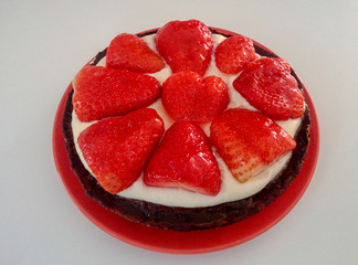 Strawberry cake closeup