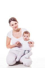 Mother and baby together at home