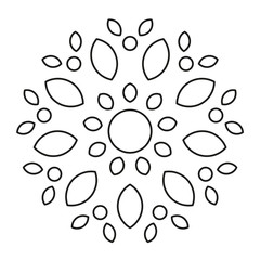 Simple Mandala. Round Element For Coloring Book. Black Lines on White Background. Abstract Geometric Ornament. Vector.