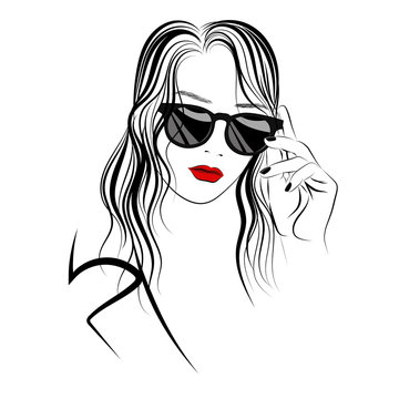 Graphic image of girl in sunglasses and long hair