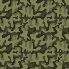 Seamless military camouflage texture. Army green hunting, camouflage background for textiles and design. Vector graphic illustration. Fashionable style