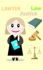 women lawyer holding folder chart for the justice flat icon
