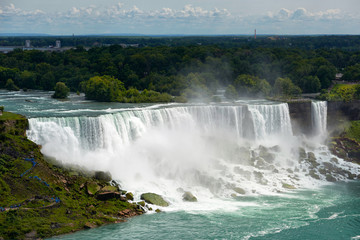 Obraz premium Canada, Niagara falls, travel, attractions, city, water, river, sky, nature, rainbow