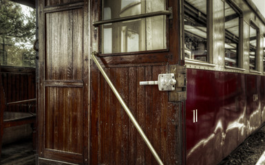 antique train wagon with open door