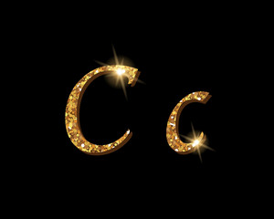 Shinning golden luxury typographic alphabet text word fonts