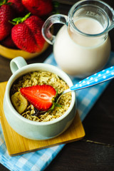Healthy breakfast with strawberries