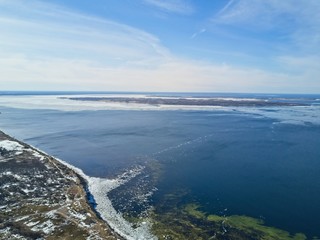 Aerial view of Baltic sea at the winter time