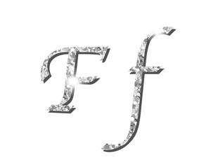 Shinning silver luxury typographic alphabet text word fonts