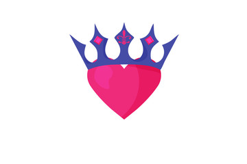 Vector illustration of a Heart Shape and a crown. Great as metaphor of known saying: You are King or Queen of my Heart. Good for Valentine's Day, engagements, bridal shower, prince and princess party.