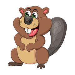 Cartoon beaver animal isolated on white background © wektorygrafika