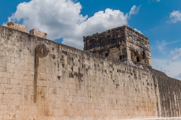 Monument of Chichen Itza pyramid Mexico Yucatan. Ring Mayan ball game in the ancient city of Uxmal..