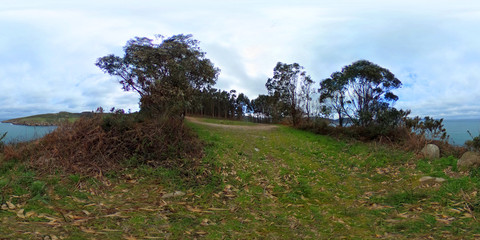 Maritime landscape in 360 panorama of the coast of Lugo. Galicia. Spain.