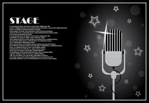 Poster with microphone on the background of an abstract composition