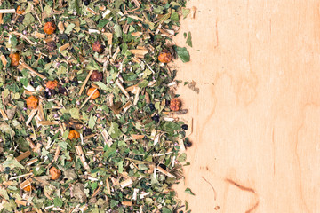 Assorted natural medical herbs border frame