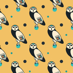 Owl seamless pattern. Vector illustration.