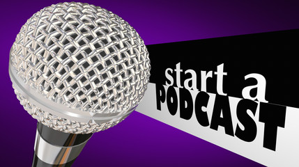 Start a Podcast Microphone Host Show Program 3d Illustration