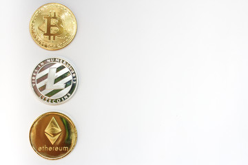 Digital cryptocurrencys Bitcoin, Ethereum, Litecoin