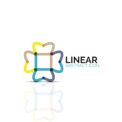 Abstract flower or star minimalistic linear icon, thin line geometric flat symbol for business icon design, abstract button or emblem