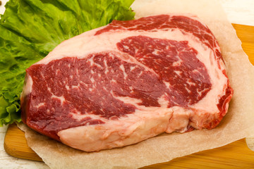 Rib eye raw steak